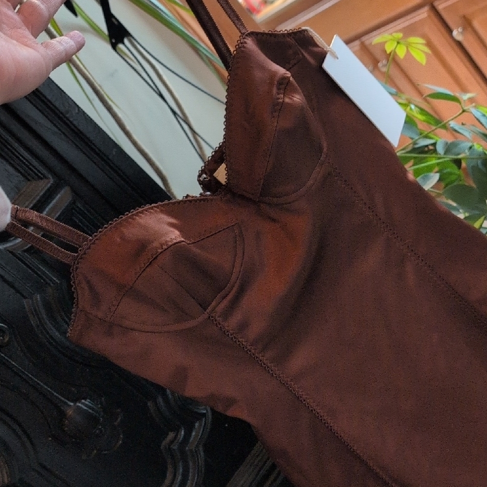 Wilfred Chocolate Satin Midi Dress - Picture 8 of 11